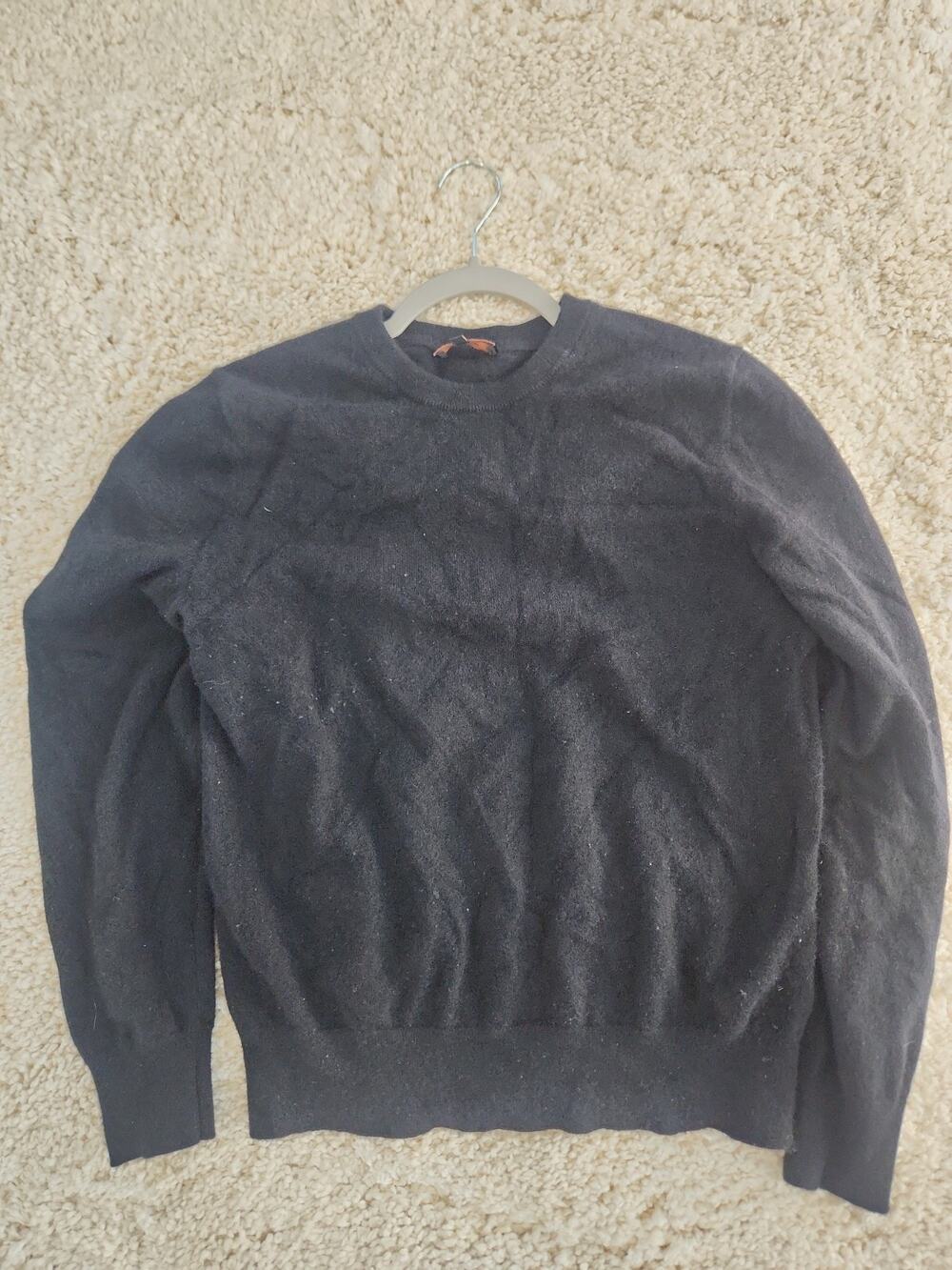 Quince Women Mongolian Cashmere Crewneck Sweater Black Long Sleeve L